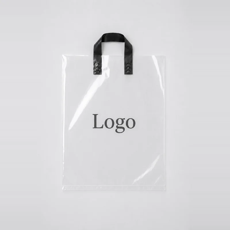 Polyethylene bag with loop handle and logo