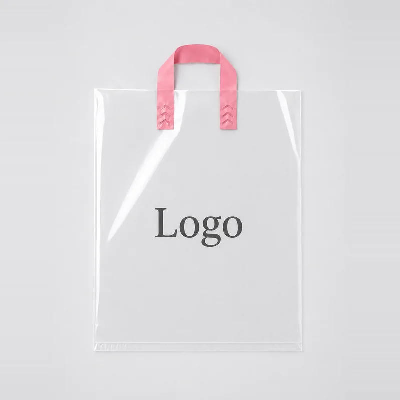 Polyethylene bag with loop handle and logo