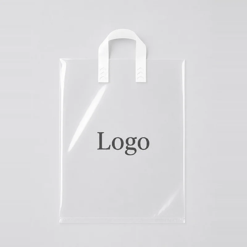 Polyethylene bag with loop handle and logo